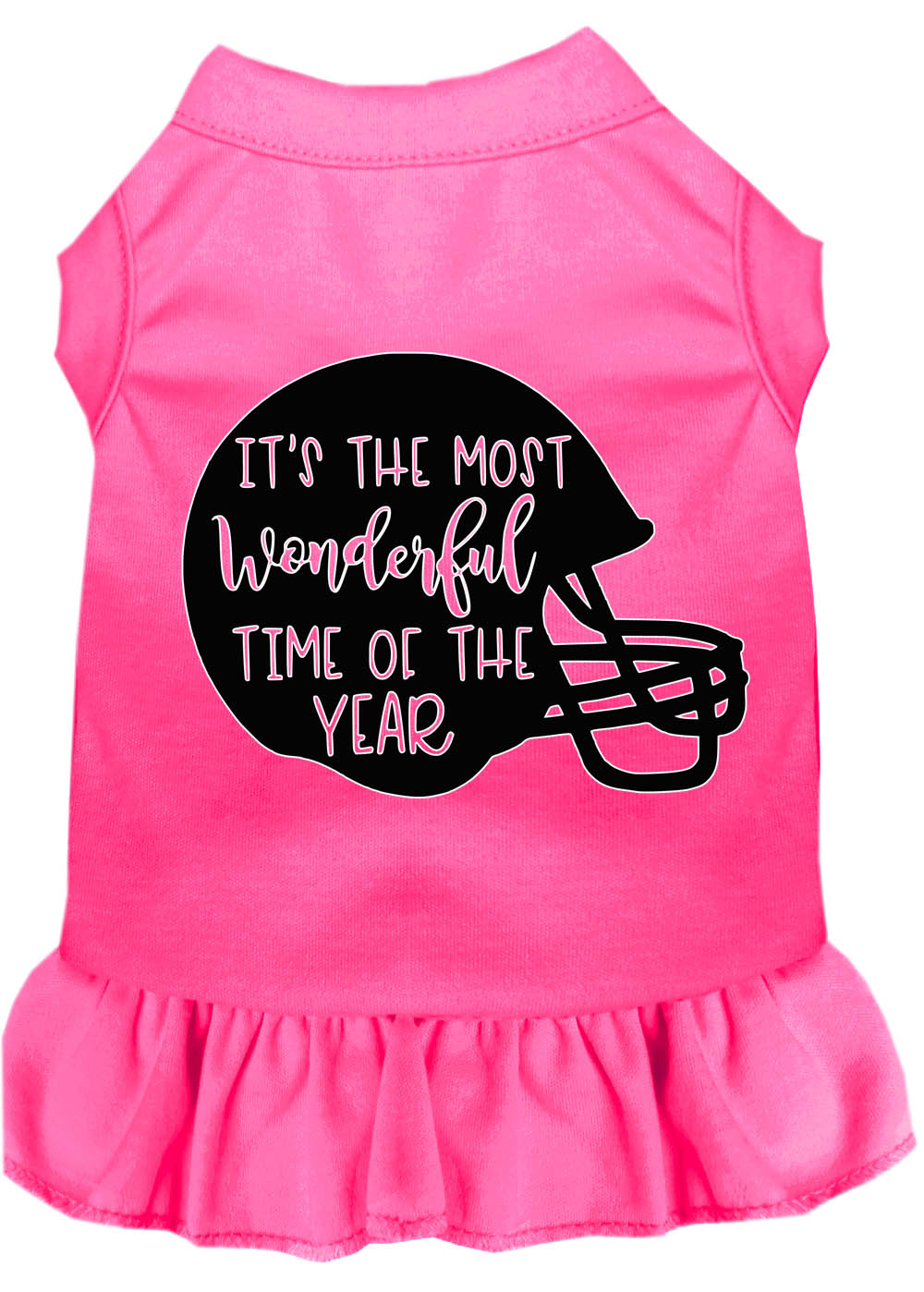 Most Wonderful Time of the Year (Football) Screen Print Dog Dress Bright Pink 4X